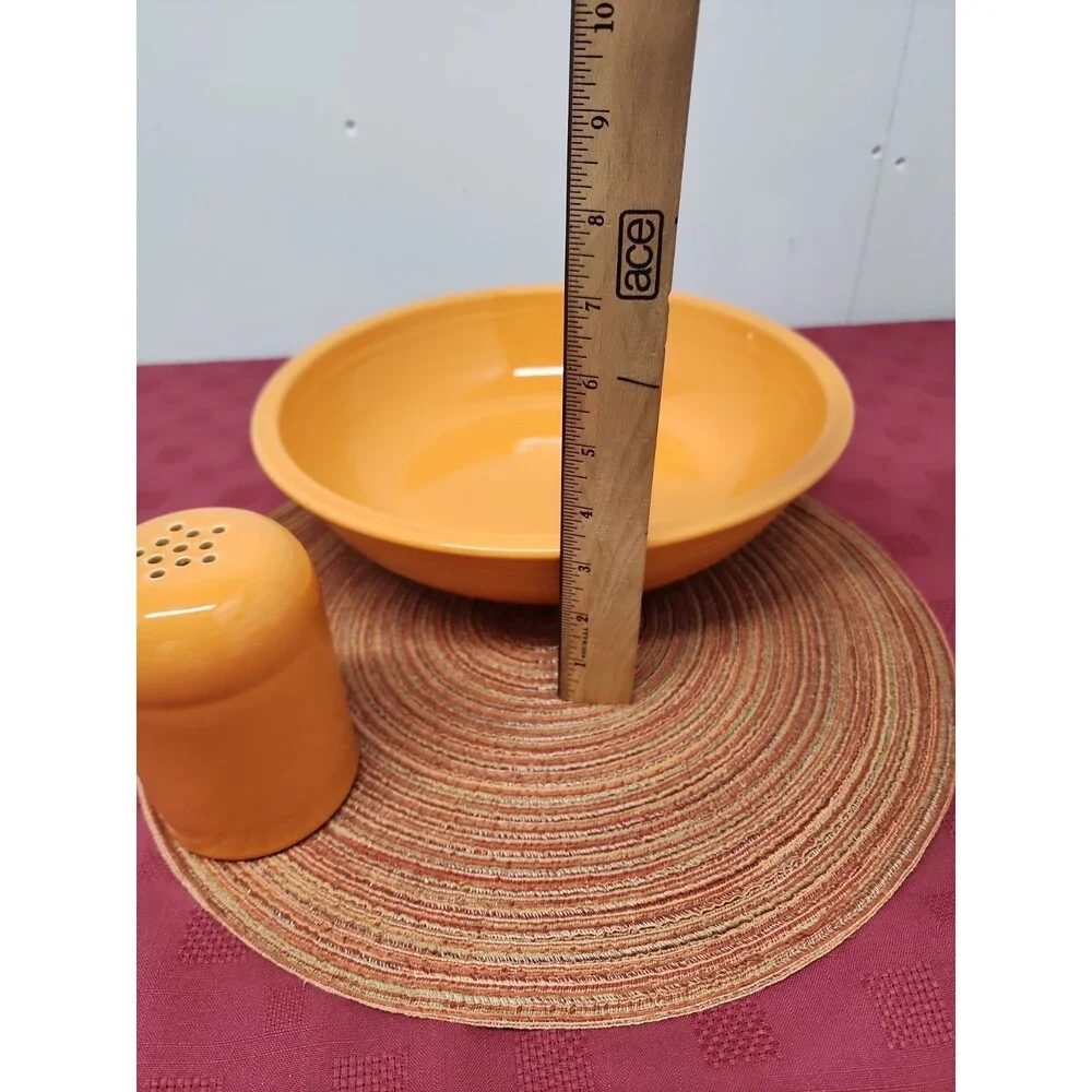 Fiesta Tangerine Pasta Bowl And Cheese Shaker Retired Laughlin Made In The USA